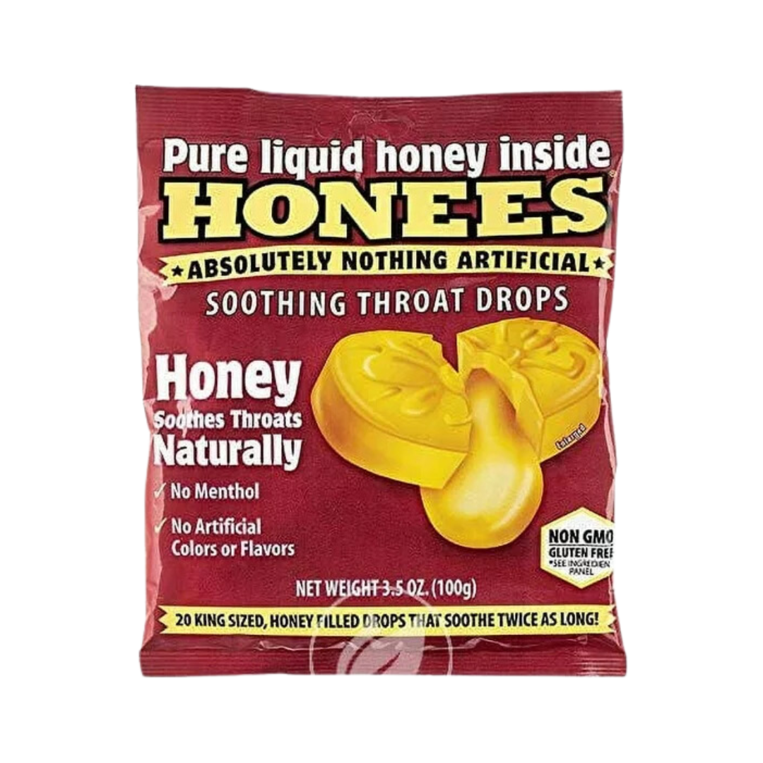 Honees Soothing Throat Drops Liquid Honey 2 Bags