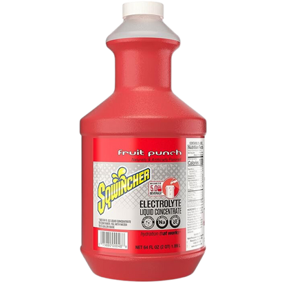 Sqwincher Liquid Concentrate, Yields 5-Gallon, "No Stir Formula", Fruit Punch, 64-Ounce