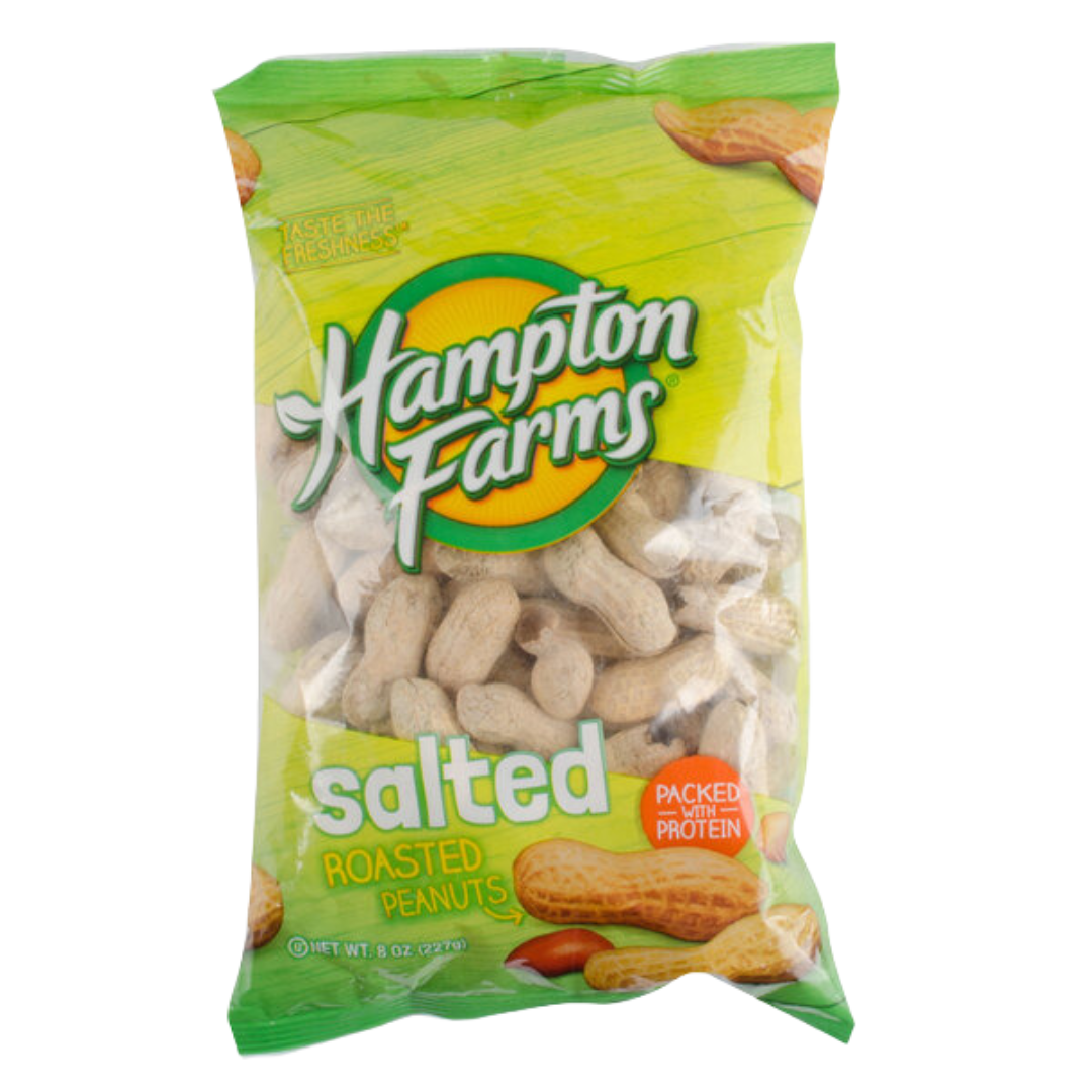 Hampton Farms 0.5 lb. Roasted & Salted In-Shell Peanuts - 36/Case