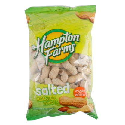 Hampton Farms 0.5 lb. Roasted & Salted In-Shell Peanuts - 36/Case