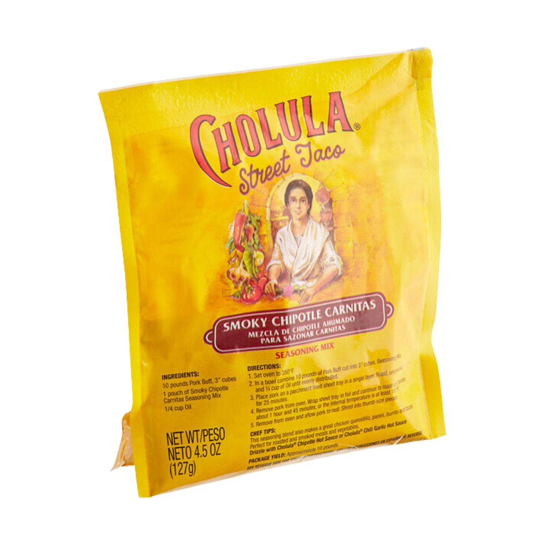 Cholula Smoky Chipotle Carnitas Seasoning Mix 4.5 oz. - 6/Case