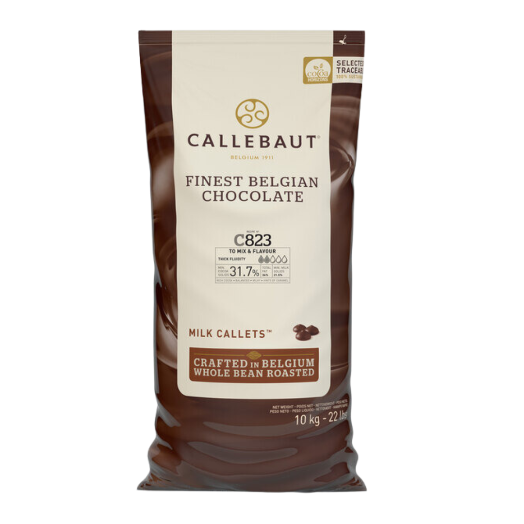 Callebaut Recipe C823 Milk Chocolate Callets 22 lb.