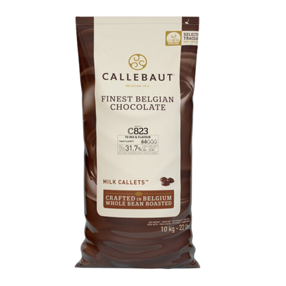 Callebaut Recipe C823 Milk Chocolate Callets 22 lb.