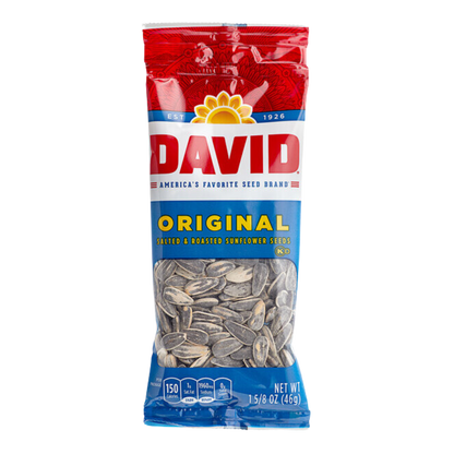 David Roasted and Salted Whole Sunflower Seeds 1.5 oz. Pouch - 144/Case