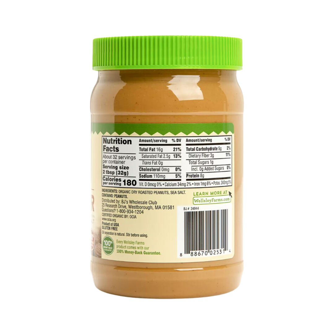 Wellsley Farms Organic Creamy Peanut Butter (1.02 Kg), 1.02 Kg