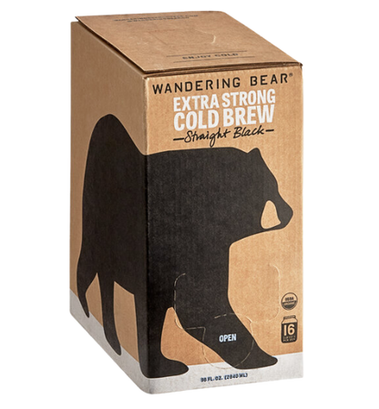 Wandering Bear Bag in Box Organic Straight Black Cold Brew Coffee 96 fl. oz. - 3/Case