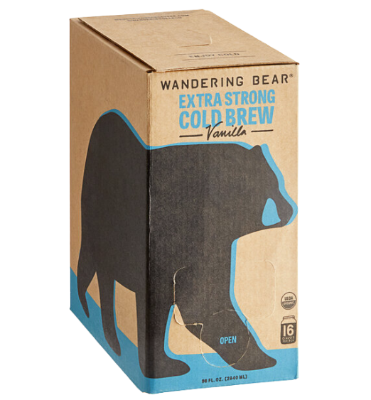 Wandering Bear Bag in Box Organic Vanilla Cold Brew Coffee 96 fl. oz. - 3/Case