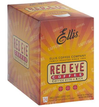 Ellis Red Eye High Caffeine Coffee Single Serve Cups - 24/Box