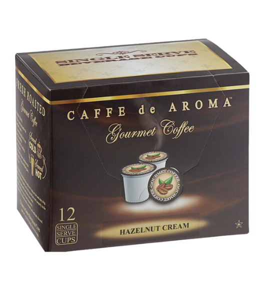 Caffe de Aroma Hazelnut Cream Coffee Single Serve Cups - 12/Box