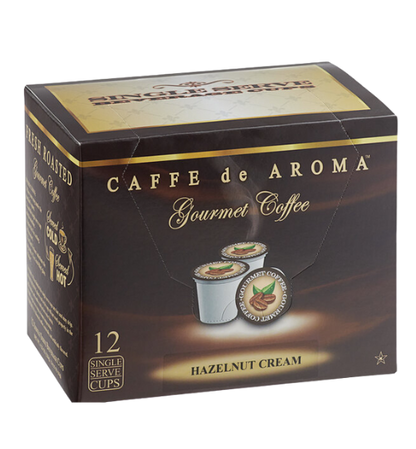 Caffe de Aroma Hazelnut Cream Coffee Single Serve Cups - 12/Box