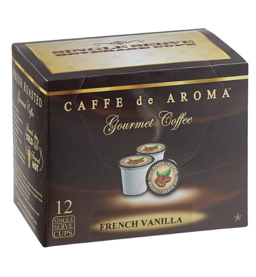 Caffe de Aroma French Vanilla Coffee Single Serve Cups - 12/Box