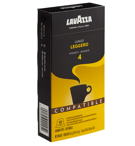 Lavazza Leggero Lungo Single Serve Capsules Compatible with Nespresso* Original Machines - 10/Box