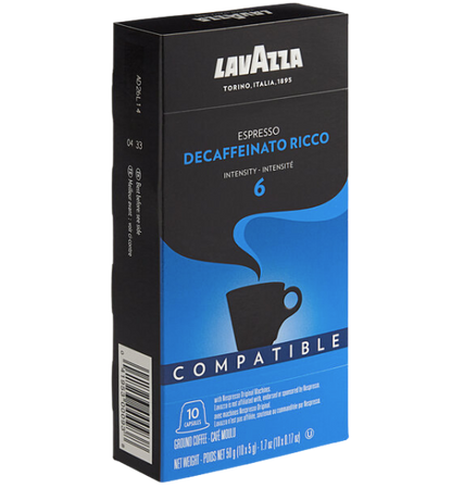 Lavazza Decaf Ricco Single Serve Capsules Compatible with Nespresso* Original Machines - 10/Box
