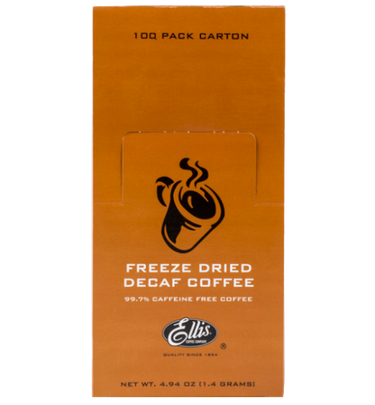 Ellis Freeze Dried Instant Decaf Coffee Packet - 100/Box