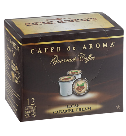 Caffe de Aroma Decaf Caramel Cream Coffee Single Serve Cups - 12/Box